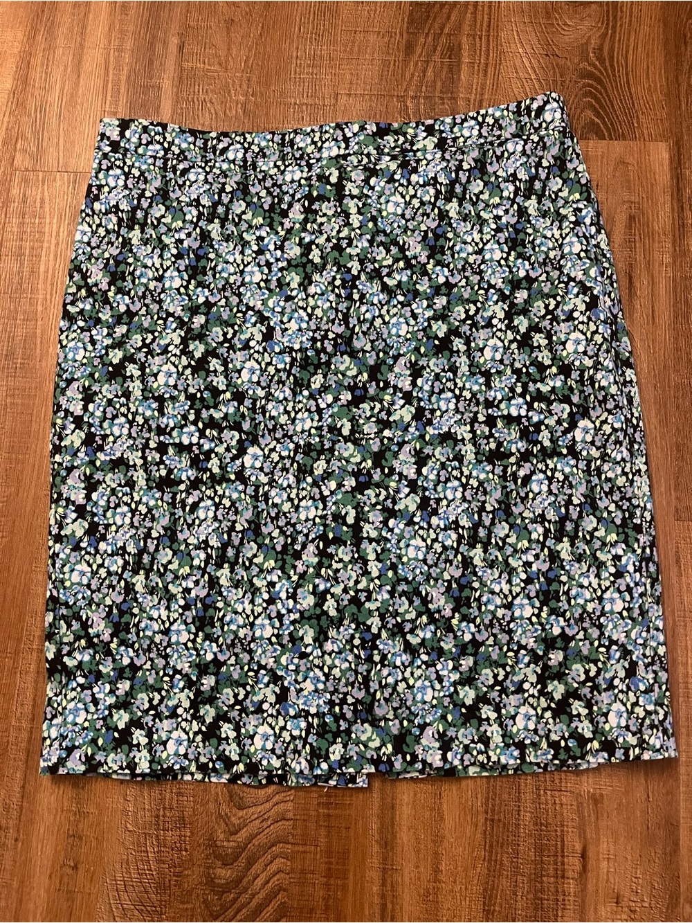 J. Crew Floral Print A-Line Skirt in Black and Blue